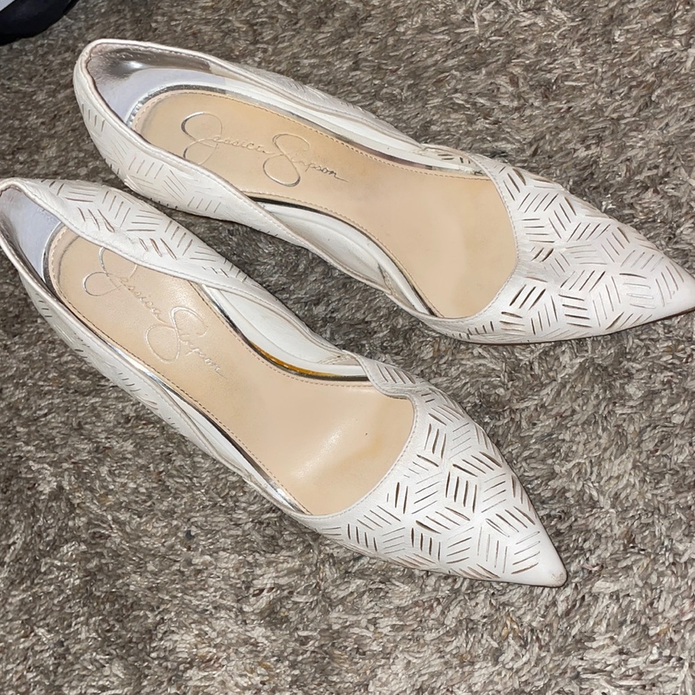 White Jessica Simpson heels